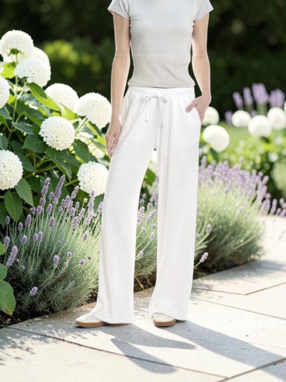 Women’s Off‑White Heavy Jersey Pants – No Boundaries – Size L (12–14)